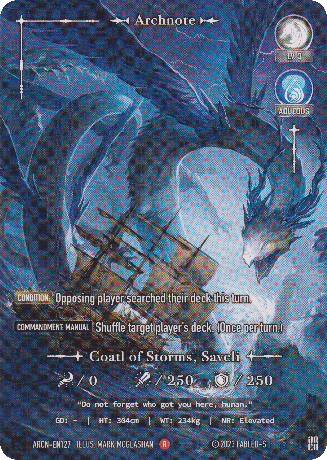 Coatl of Storms, Saveli